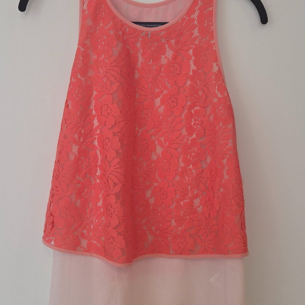 Coral Lace Layered Sleeveless Top Women’s Size 4 Nwt